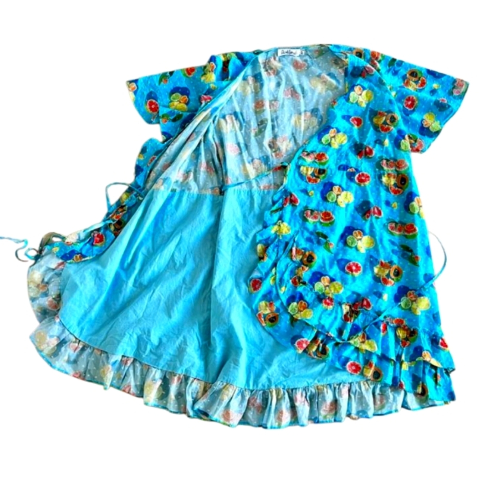 Rachel Antonoff Turquoise Floral Tie-Waist Mini Dress